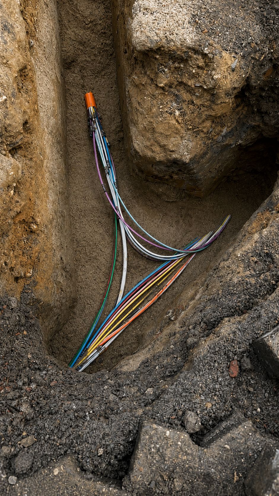 Baustelle für moderne Glasfaserinfrastruktur